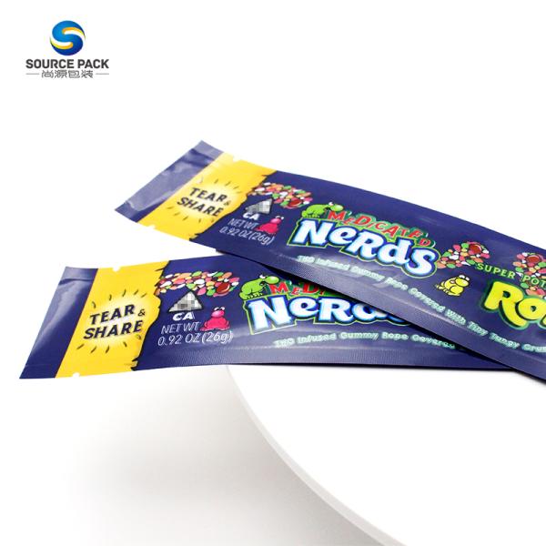 Gummy Candy Mylar Bag Three Side Sealed Zipper Custom Printed Glossy Packing