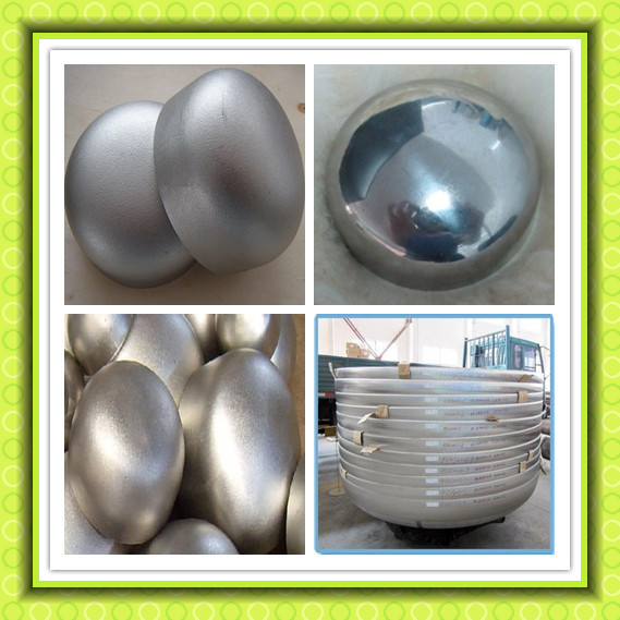Polished large diameter stainless steel pipe end caps for water conservancy