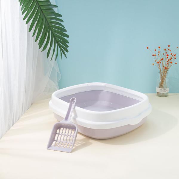 Zoopollo 4L Large Semi Closed Litter Box With Scoop Purple Green
