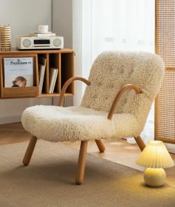 Buy cheap White Sheep Wool Chair 87*67cm Leisure With 45cm Chair Pedal Combination product