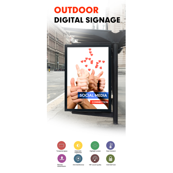 Floor Stand Outdoor Digital Signage Waterproof Advertising Player Sunlight Readable Kiosk