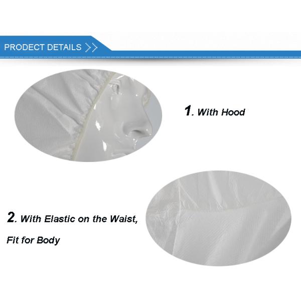 Anti Static Disposable Protective Clothing With Elastic Cuff / Ankle / Back Waist