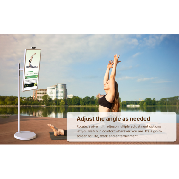 32 Inch Movable Smart Monitor Rollable Touch Screen TV Battery Powered Portable Stand Display Kiosk Factory