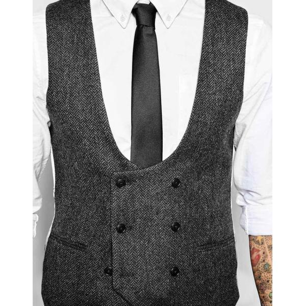 Men's Slim Black Suit Vest in Customized Color Perfect for Business Formal Style