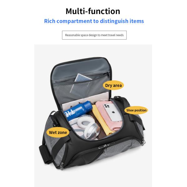 Solid Color Foldable Packable Duffel Bag Antifouling Multi Compartment