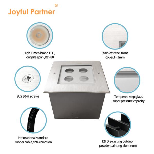 Square LED inground light Original CREE/OSRAM LED 4W 8W IP67 CE RoHS For Landscape Pathway