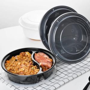 China Durable 900ml 2 Compartment Food Tray , Round Plastic Trays For Food on sale