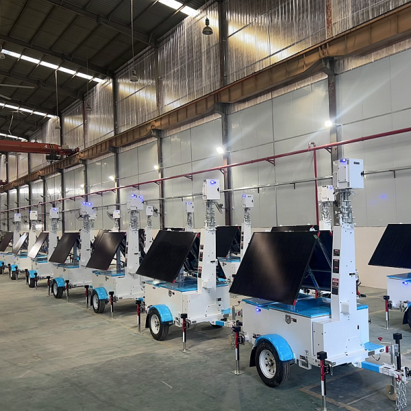 Mobile Solar Light Tower Emergency Response Telescopic Light Tower Hydraulic Mast 5-9m Solar LED Light Tower