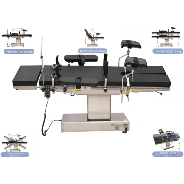DS-VI Five-Control Shift Electric Surgery Table with 5-Way Electric Adjustment 120mm Mechanical Lumbar Bridge