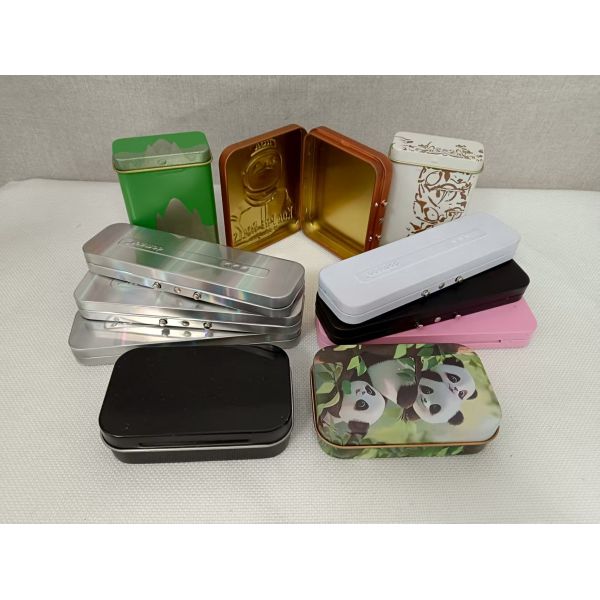 Vintage Printed Cookie Mint Tin Box Metal Packaging for Tea Snus Saffron Mini Rectangle Tin Box with Lid