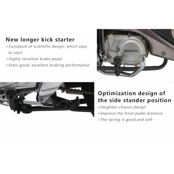 Front Turning Light Gas Powered Motorcycle Big Size Disc / Drum Braking 110CC Engine