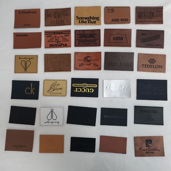 Custom Garment Accessories Suede Microfiber PU Leather Label With Debossed Logo for Shoes Clothes Bags