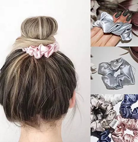 Colored Washable Silk Scrunchie , 19 Momme Stretchy Hair Ties For Girls
