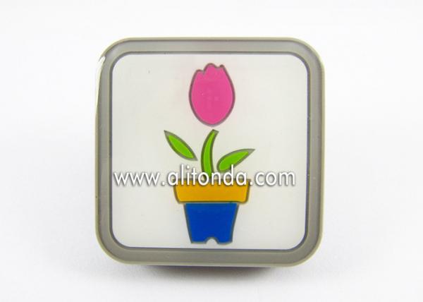 Beautiful square shape with flower image Knobs, Drawer Cabinet Handle Pulls, soft pvc children use