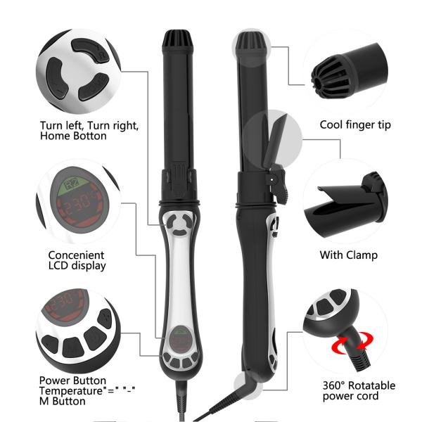 OEM Auto Rotating Hair Curler , Tourmaline Ceramic 1.25 Inch Curling Iron