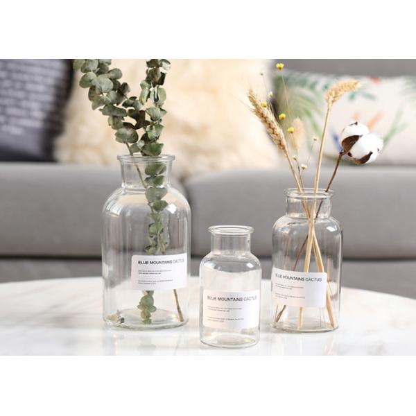 Transparent Round Glass Vase Elegant Feature Customized Service