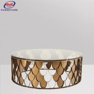 Buy cheap Bronze Stainless Steel Fish Scale Coffee Table Round Marble Desktop product