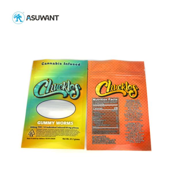 Weed k Glossy Smell Proof Zipper Bags Surface Handling Gravure Printing With Window