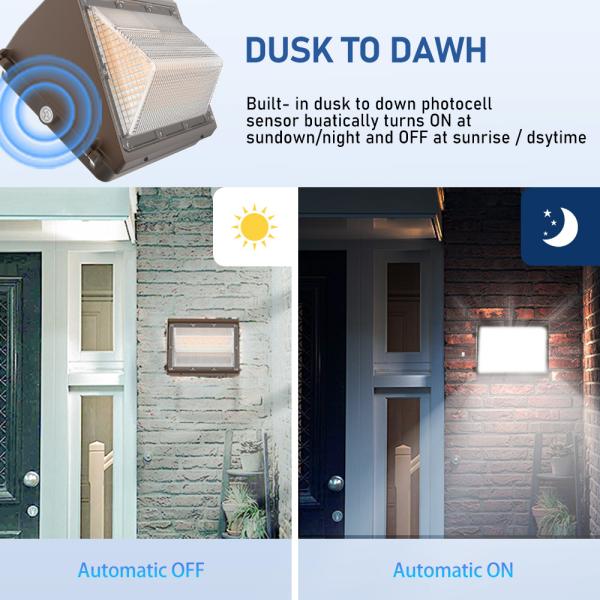 Slim LED Wall Pack Light With Motion Sensor 40W-120W Dimmable 3CCT And 3 Power Adjustable