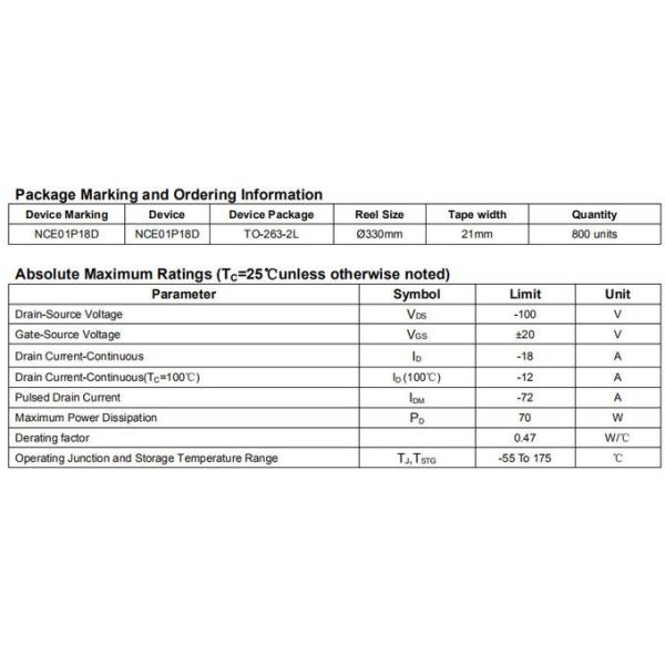 01P18 TO-263 Mosfet Power Transistor