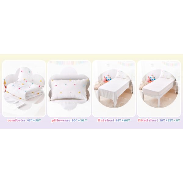 White Childrens Cotton Bedding Jacquard Tufted Dot Crib Bed Sheets Set