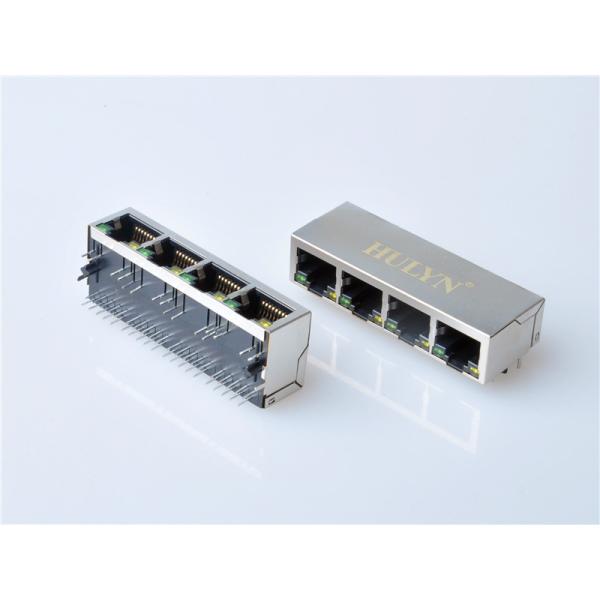 HULYN RJ45Jack, Shielded RJ45 Modular Jack Connector,with LEDs, 1x4 Ports,RJ45 connector LED