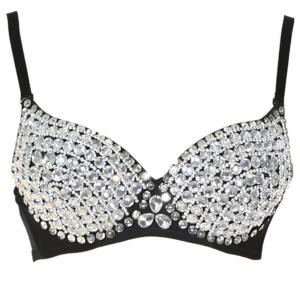 China Unique Sexy Night Club Clothes Full Coverage Bras With Spikes , Ladies Club Wear Silver Studded Bra on sale