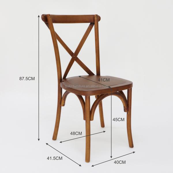 Apartment Modern Cross Back Stackable Wooden Seat Solid Wood Banquet Wedding Wooden Chair for Apartment Furniture