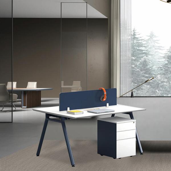 Workstation Desk Office Furniture Blue Wooden Workstation 4 Seat Office Computer Desk