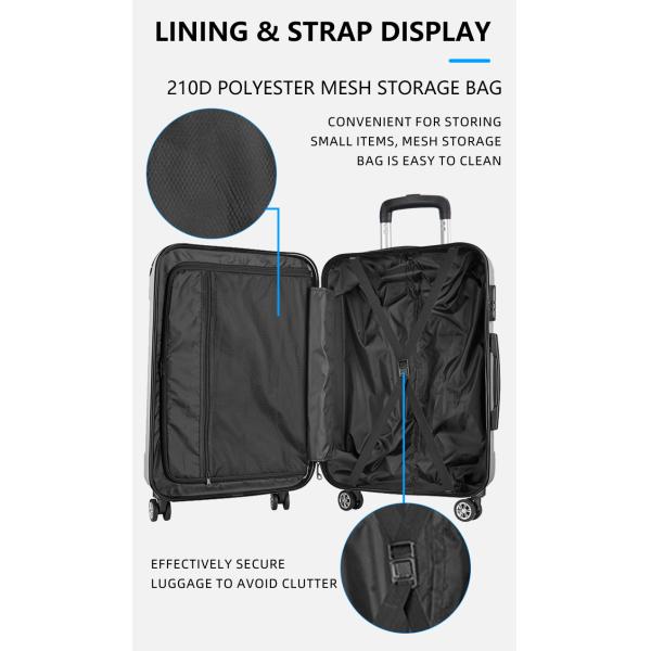 Luggage Sets 3 Piece Lightweight Durable Hard Shell Suitcase Set With normal Lock Double Spinner Wheels