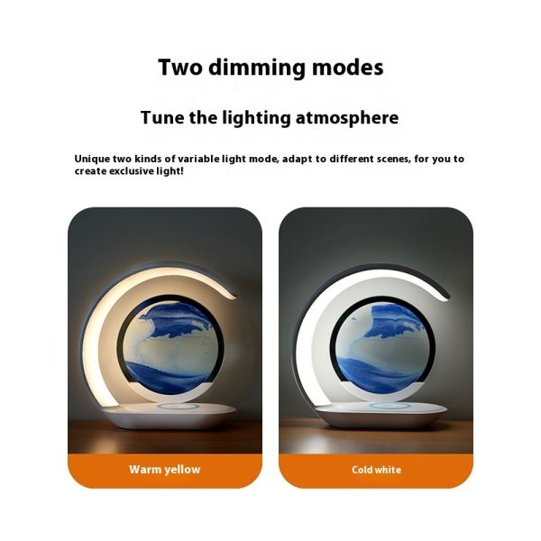 3D Hourglass Ornament USB Bedside Night Light Fast Charging LED Smart Desk Lamp Wireless Charger Mobile Phone Dock