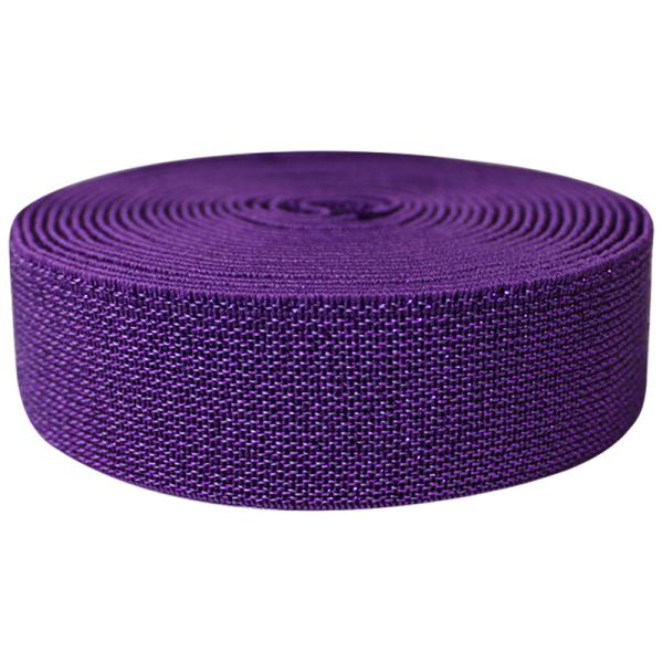 Woven 40mm Metallic Waistband Elastic Purple Silver Glitter Elastic