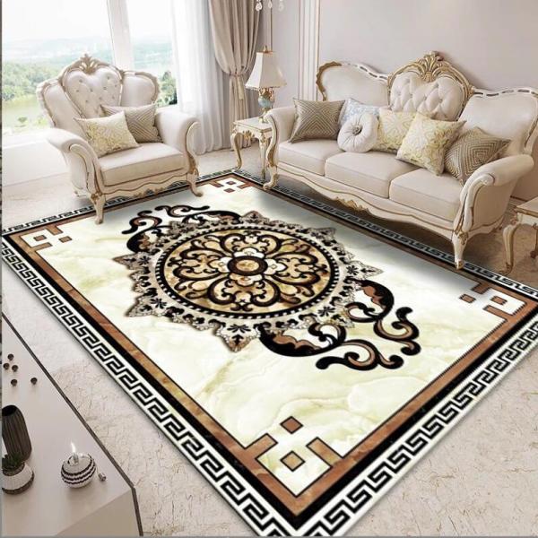 Polyester Fiber Oval Flower Household Bedroom Living Room Floor Carpet Special Style