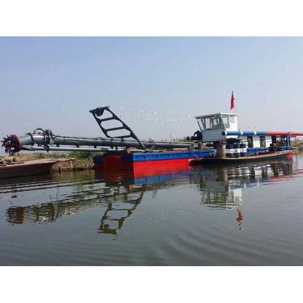 Dredging Vessel Red Color Designed To Dig To A Depth Of Twelve Meters