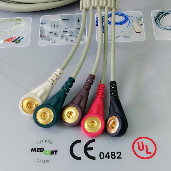 NEC 16 Pin Ecg Snap Connector Cable AHA Cable 5 Leads Compatible For 3M12