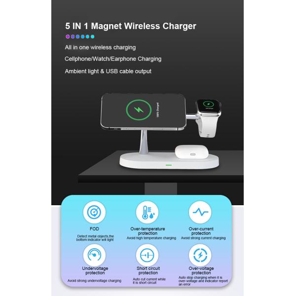 Original Factory OEM T268 3 in 1 Wireless Charger Stand For iPhone 12/13/14/15/16/17 Fast Charging Station for Apple Watch 10 9 8 7 6 5 4 Airpods 2 3