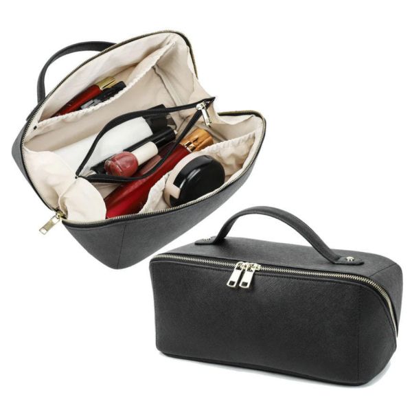 Custom Logo Saffiano Leather Cosmetic Cases Luxury Beauty Essentials Case For Ladies