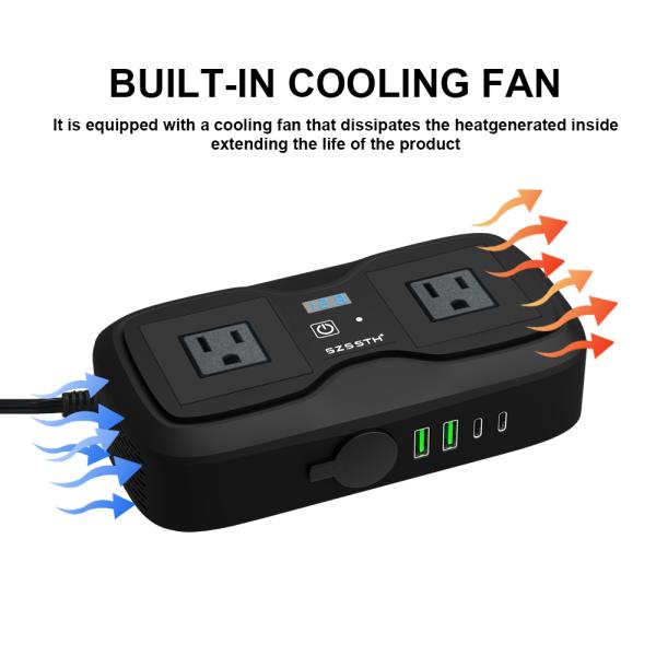 Power Up Your Journey: 200W Car Inverter with 2 AC Sockets & Dual USB-C | Stay Connected on the Road