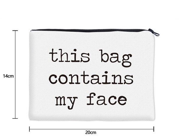 Simple White Polyester Women Makeup Bags with Printed Letter