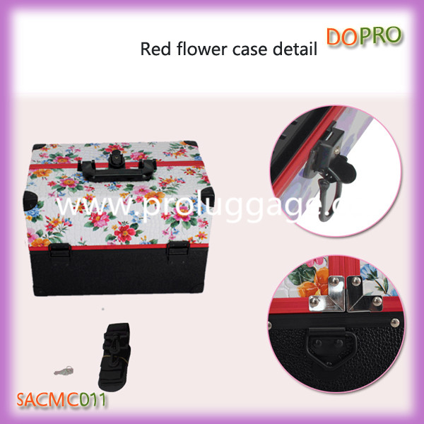New design beautiful printing pu makeup carrying case with shoulder strap (SACMC011)