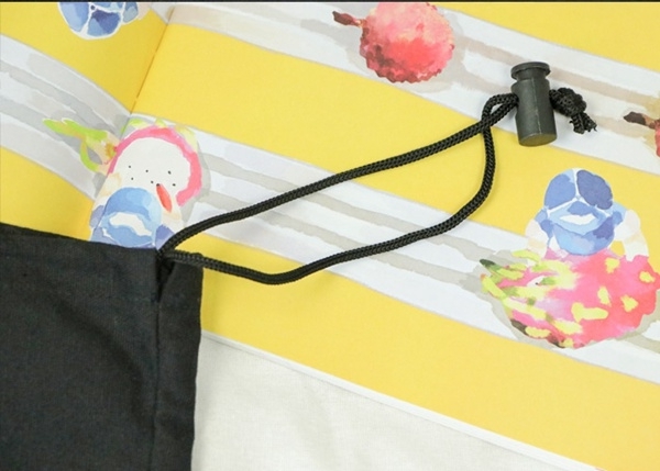 Black Single Drawstring Cotton Canvas Bag 28 x 35cm For Shopping Grocery