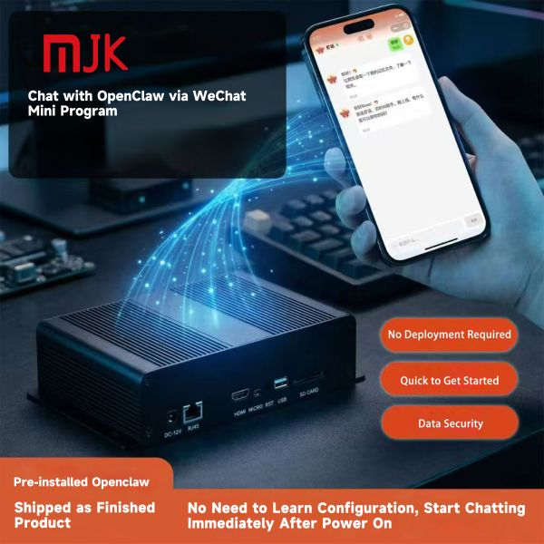 MJK OpenClaw AI Host RK3568 Quad Core DDR4 EMMC New Mini Computer Android 11 System Fanless Embedded Box for Industrial Control