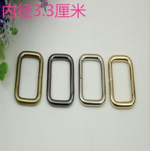 China Wholesale light gold 33 mm metal wire iron square ring strap buckle for bags on sale