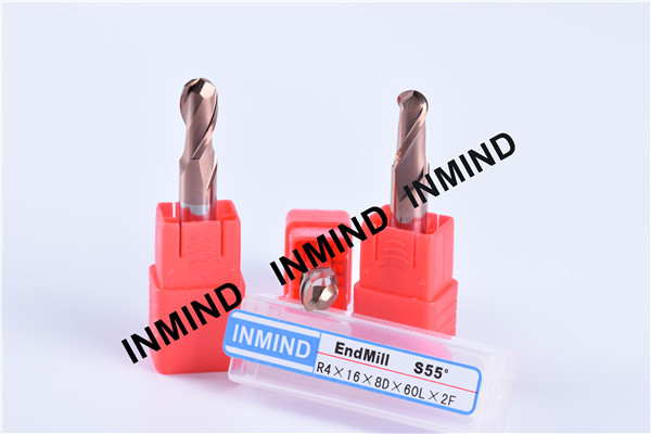 R4.0 8mm Ball Nose End Mill HRC55 TiSiN Coating , from 8 to 16mm , Ultra Fine Grain Size , High Precision