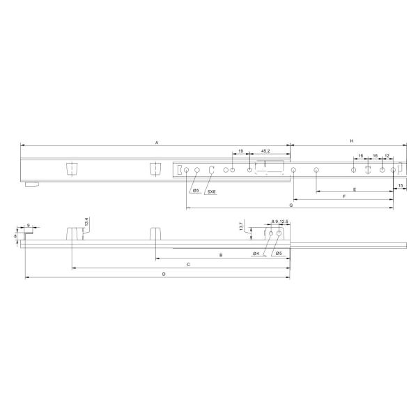 Replacement Soft Close Drawer Slides Cupboard Drawer Runners 2 Fold 27mm