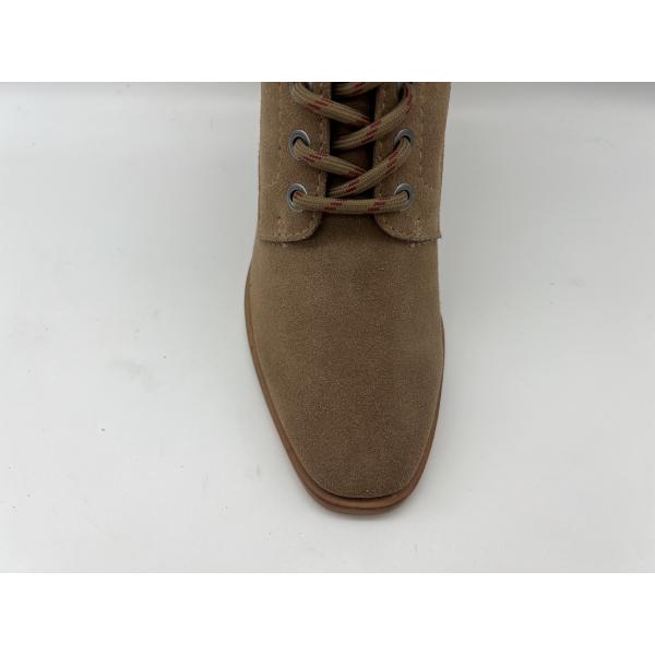 Womens lace up high heel ankle boots,soft cow suede leather with Plush thermal lining,women waterproof winter boots