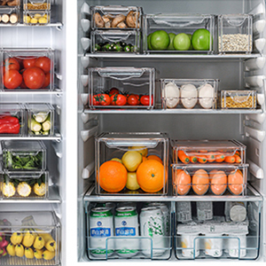 Fridge Organizer, Stackable Refrigerator Organizer Bins With Lids, BPA-Free Produce Fruit Storage Containers