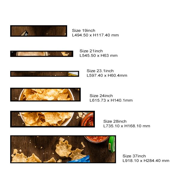 Customized 27inch Stretched Bar LCD Digital Signage FHD Animation Text Elevator Airport Subway Shopping Mall Retail Store