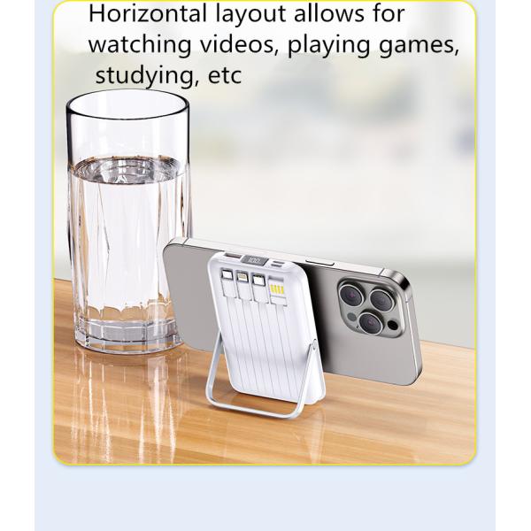 Universal Phone White Mini Powerbank with PD20W 22.5W Wired and Wireless Charging 10000mA