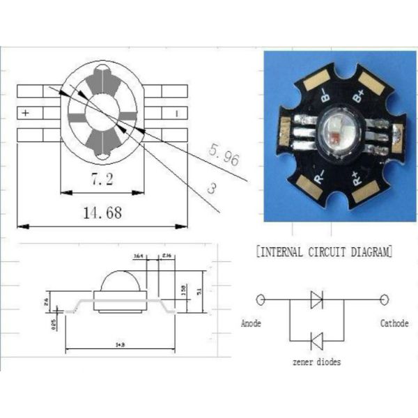3W RGB High Power LED Light Emitting Diode with 120 Degree Beam Angle and Star Design